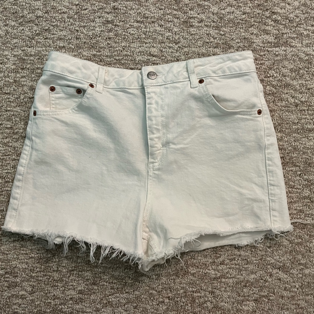 Topshop High Waisted White Shorts